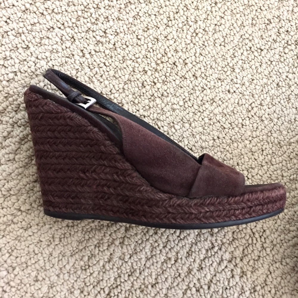 🖤 PRADA Suede Espadrille Wedge Sandals